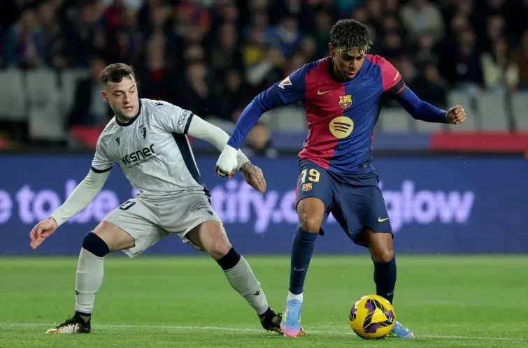 مباراة برشلونة ضد أوساسونا اليوم 3-0 في مباراة الجولة 27 من الدوري الإسباني